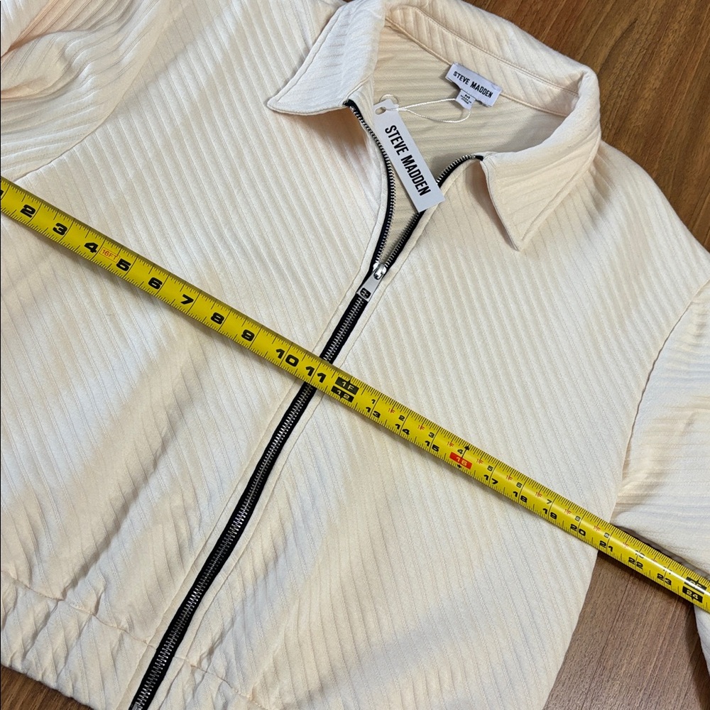 Steve Madden Oatmeal Textured Zip-Up Bomber Jacket NWT - Picture 7 of 7